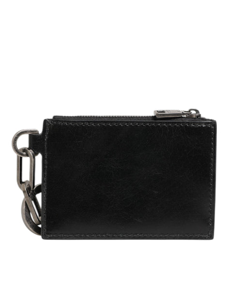 Dolce & Gabbana Black Leather Zipped Card Holder Coin Purse Keyring Wallet Dolce & Gabbana