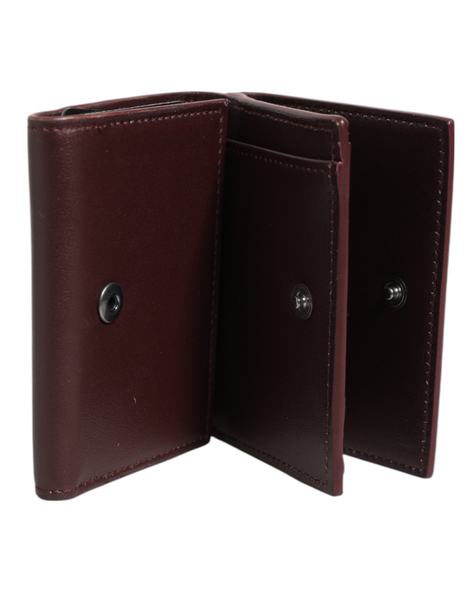 Dolce & Gabbana Leather Embossed Logo Trifold Men Card Holder Dark Brown Dolce & Gabbana