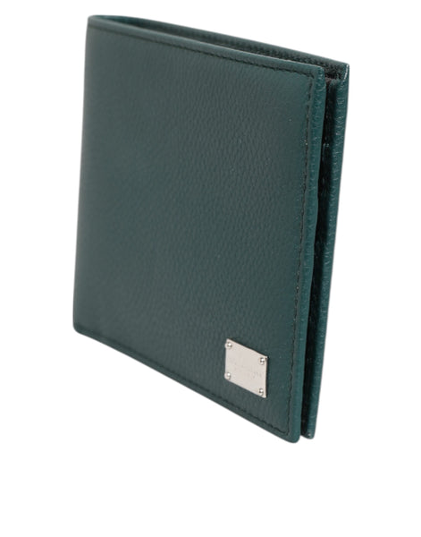 Dolce & Gabbana Green Leather DG Logo Plaque Bifold Men Card Holder Wallet Dolce & Gabbana