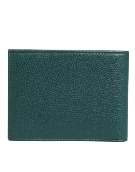 Dolce & Gabbana Green Leather DG Logo Plaque Bifold Men Card Holder Wallet Dolce & Gabbana