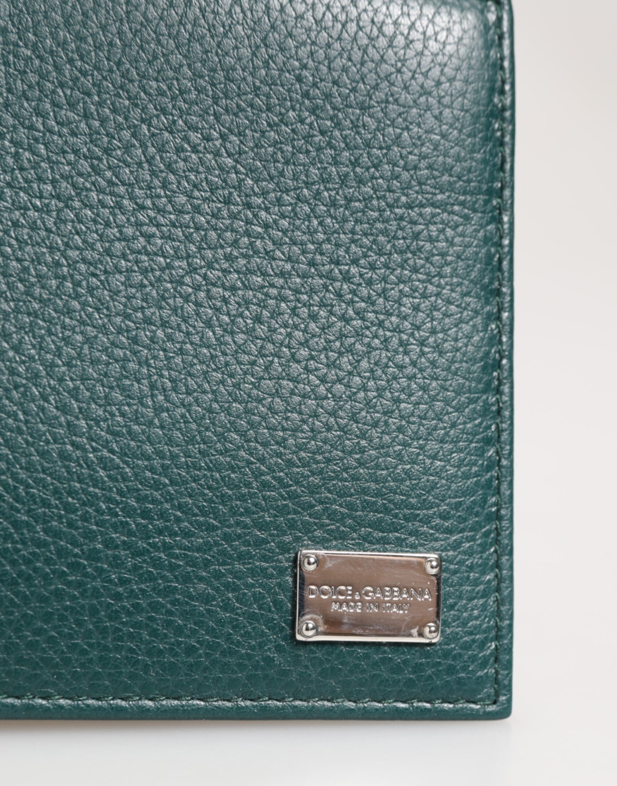 Dolce & Gabbana Green Leather DG Logo Plaque Bifold Men Card Holder Wallet Dolce & Gabbana