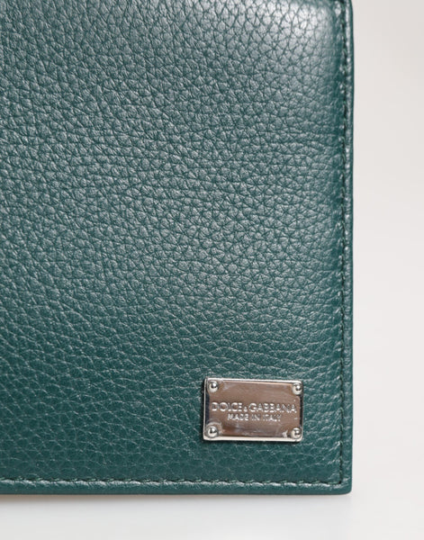 Dolce & Gabbana Green Leather DG Logo Plaque Bifold Men Card Holder Wallet Dolce & Gabbana