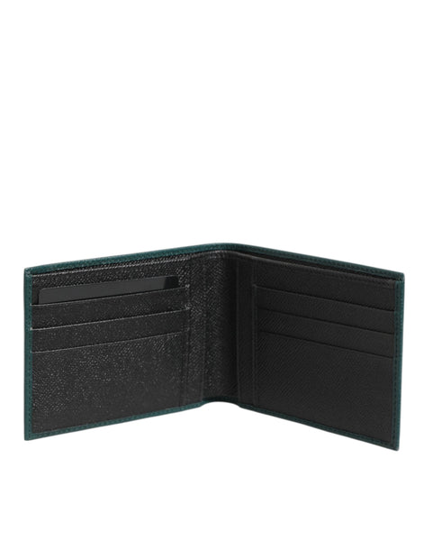 Dolce & Gabbana Green Leather DG Logo Plaque Bifold Men Card Holder Wallet Dolce & Gabbana