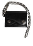 Dolce & Gabbana Black Cavallo Leather Wallet Chain Snap Bifold Card Holder Dolce & Gabbana