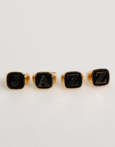 Dolce & Gabbana Gold Tone Brass JAZZ Letter Set 4 Pieces Adjustable Ring Dolce & Gabbana