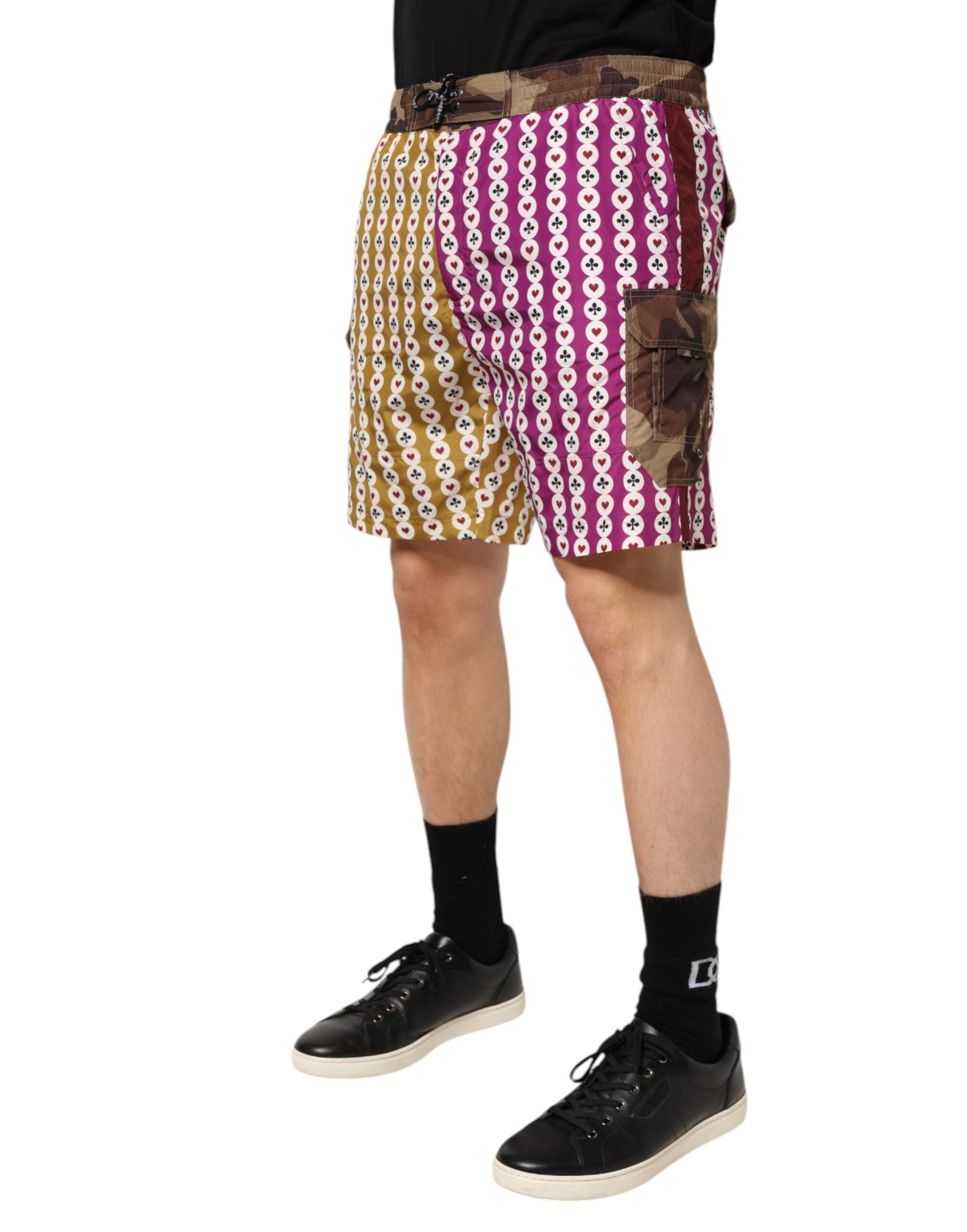 Dolce & Gabbana Multicolor Playing Card Camouflage Shorts Swimwear Dolce & Gabbana
