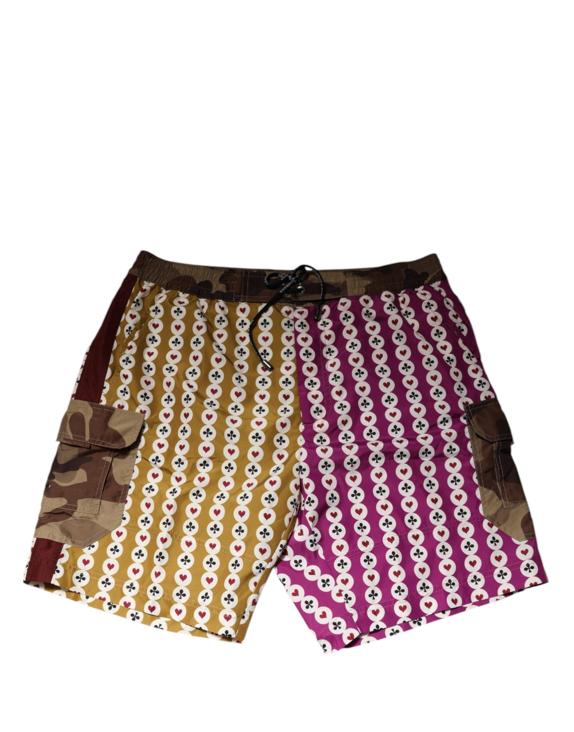 Dolce & Gabbana Multicolor Playing Card Camouflage Shorts Swimwear Dolce & Gabbana