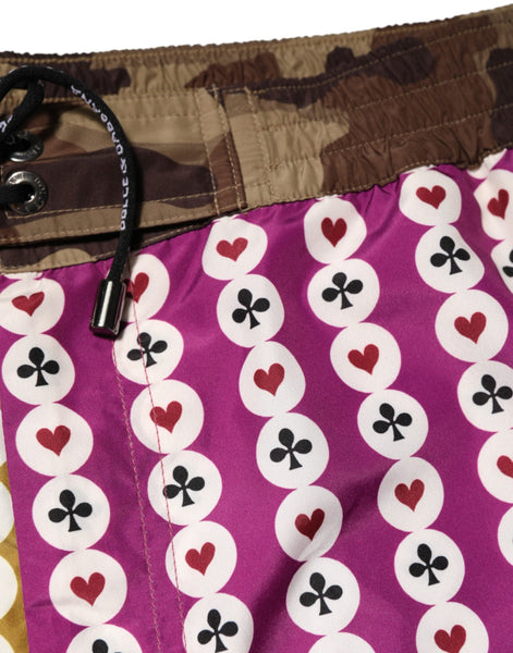 Dolce & Gabbana Multicolor Playing Card Camouflage Shorts Swimwear Dolce & Gabbana