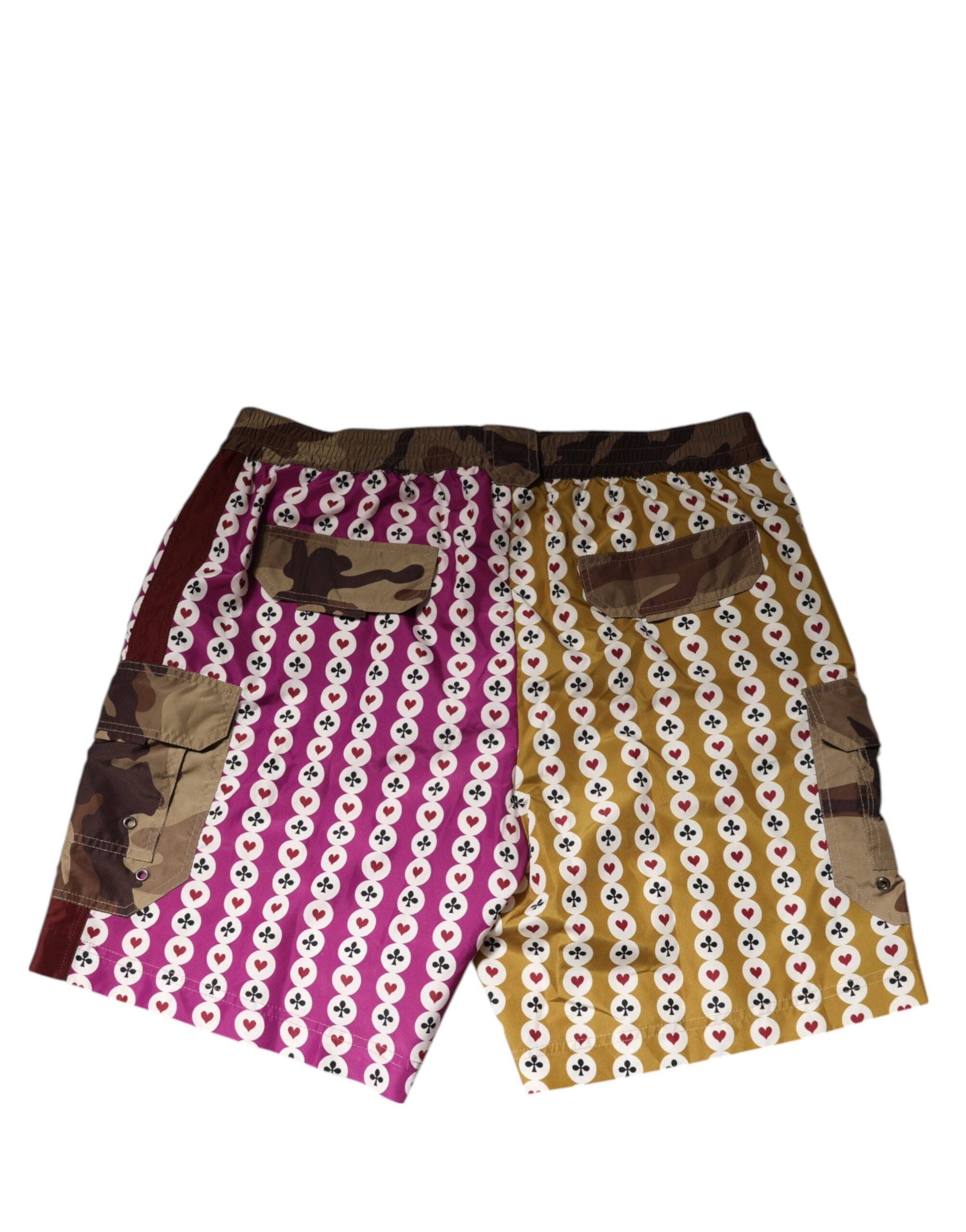 Dolce & Gabbana Multicolor Playing Card Camouflage Shorts Swimwear Dolce & Gabbana