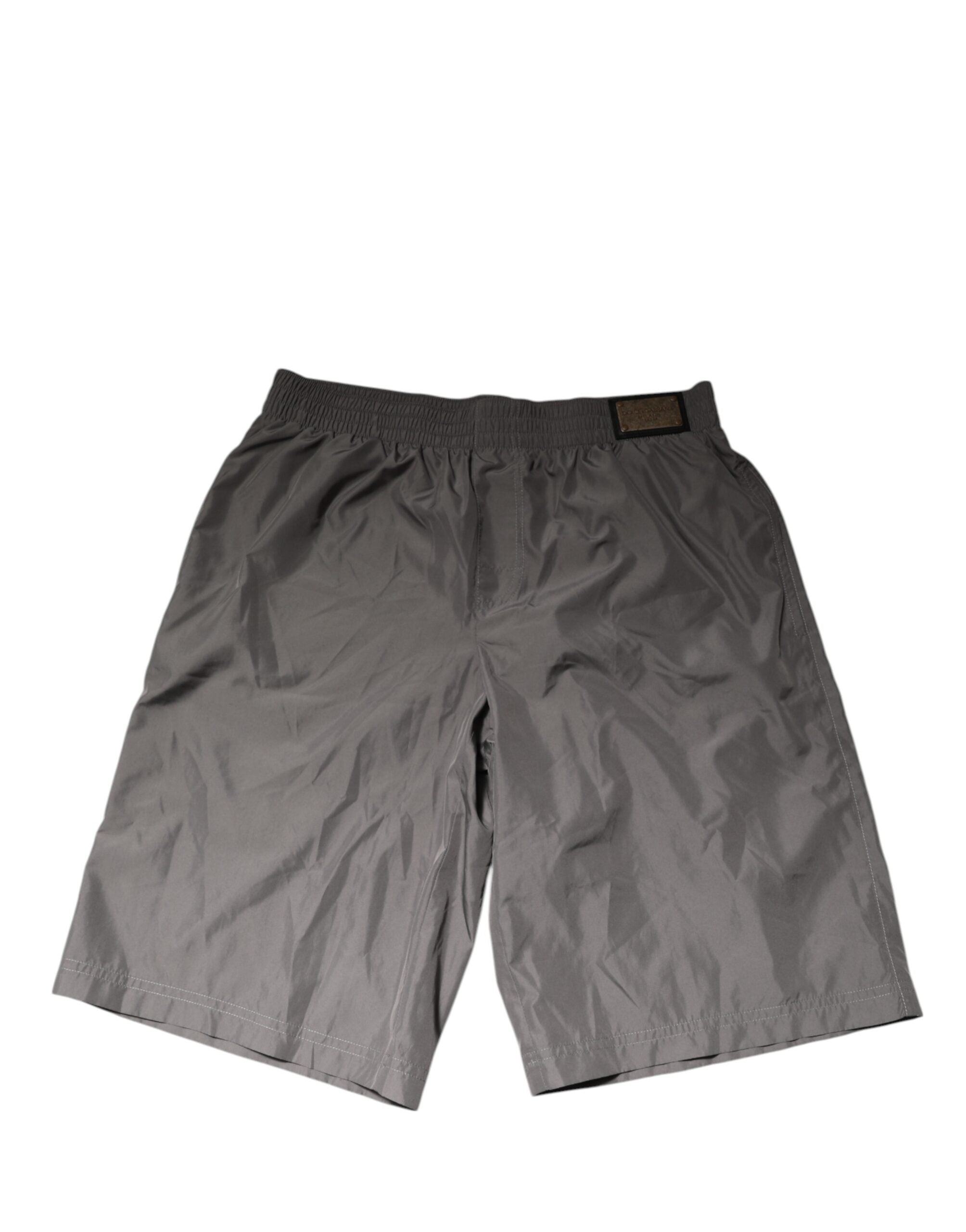 Dolce & Gabbana Light Gray Nylon Elastic Waist Shorts Swimwear Dolce & Gabbana