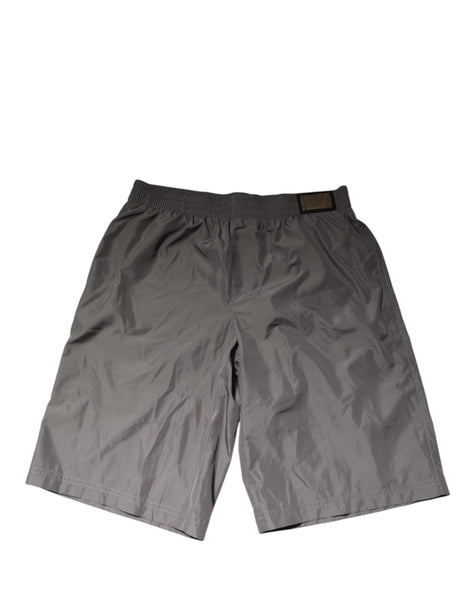 Dolce & Gabbana Light Gray Nylon Elastic Waist Shorts Swimwear Dolce & Gabbana