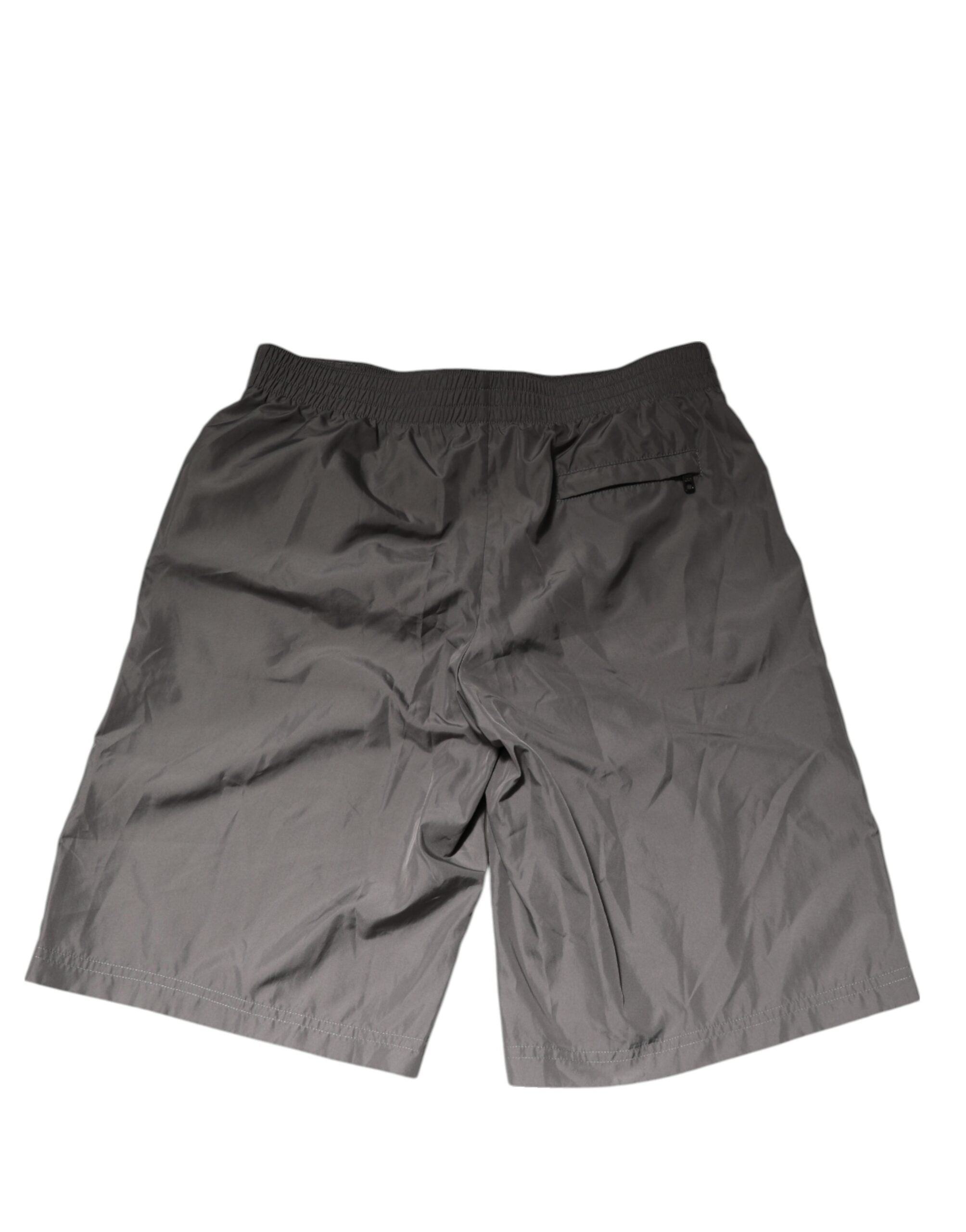 Dolce & Gabbana Light Gray Nylon Elastic Waist Shorts Swimwear Dolce & Gabbana