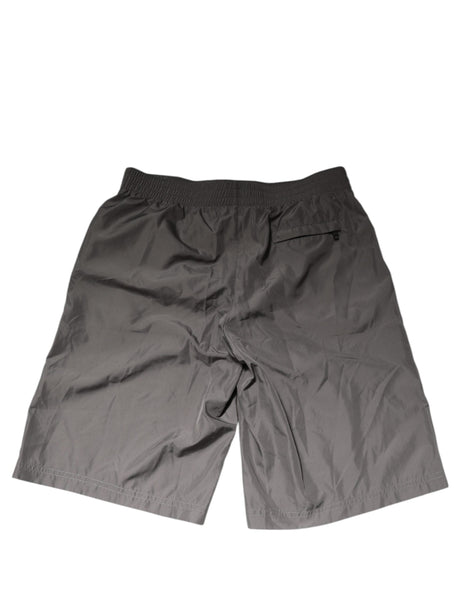 Dolce & Gabbana Light Gray Nylon Elastic Waist Shorts Swimwear Dolce & Gabbana