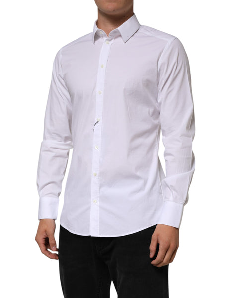 Dolce & Gabbana White Cotton GOLD Long Sleeves Formal Men Shirt Dolce & Gabbana