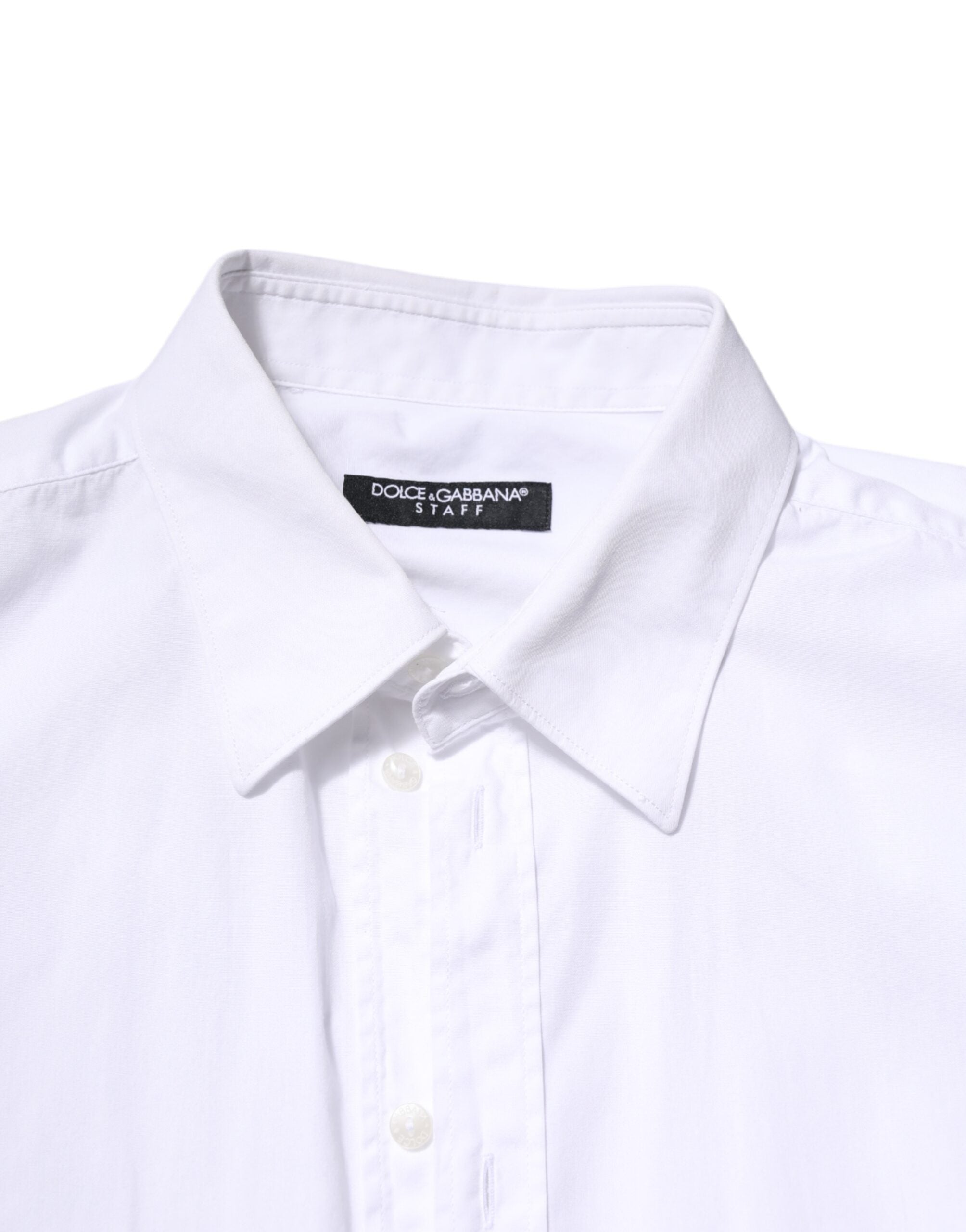 Dolce & Gabbana White Cotton STAFF Long Sleeves Forma Shirt Dolce & Gabbana