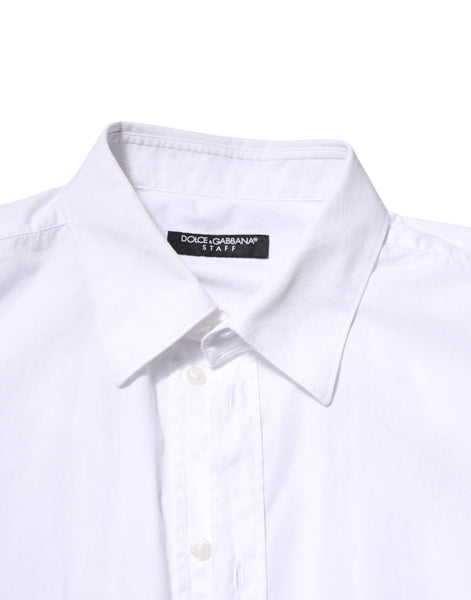 Dolce & Gabbana White Cotton STAFF Long Sleeves Forma Shirt Dolce & Gabbana