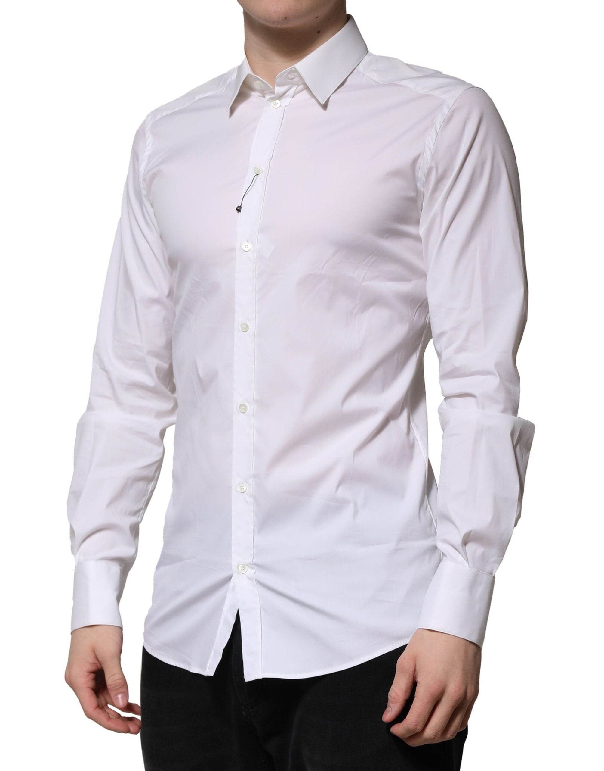 Dolce & Gabbana White Cotton GOLD Long Sleeves Formal Shirt Dolce & Gabbana