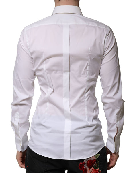 Dolce & Gabbana White Cotton GOLD Long Sleeves Formal Shirt Dolce & Gabbana