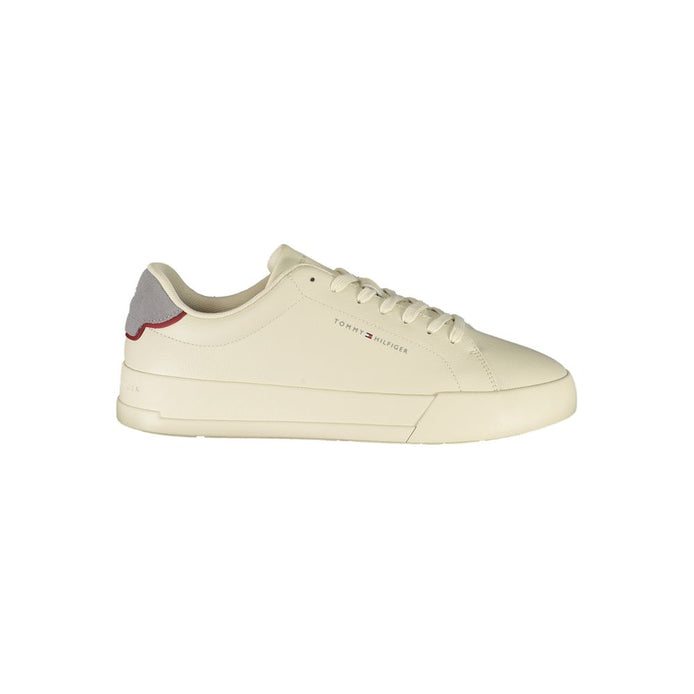 Tommy Hilfiger Beige Leather Men Sneaker Tommy Hilfiger