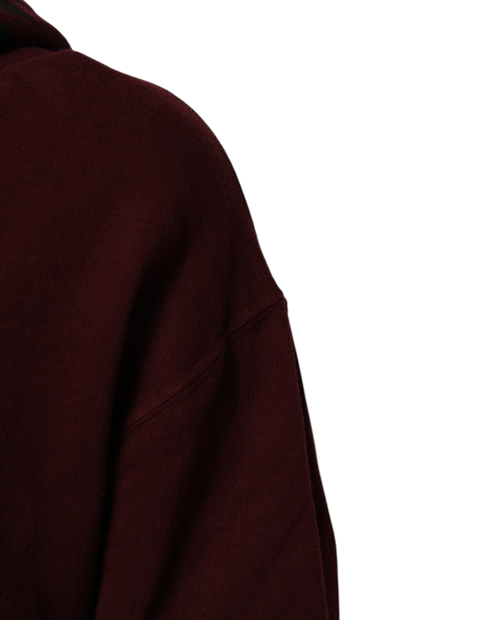 Dolce & Gabbana Burgundy Cotton Plaid Lined Men Hoodie Sweater Dolce & Gabbana