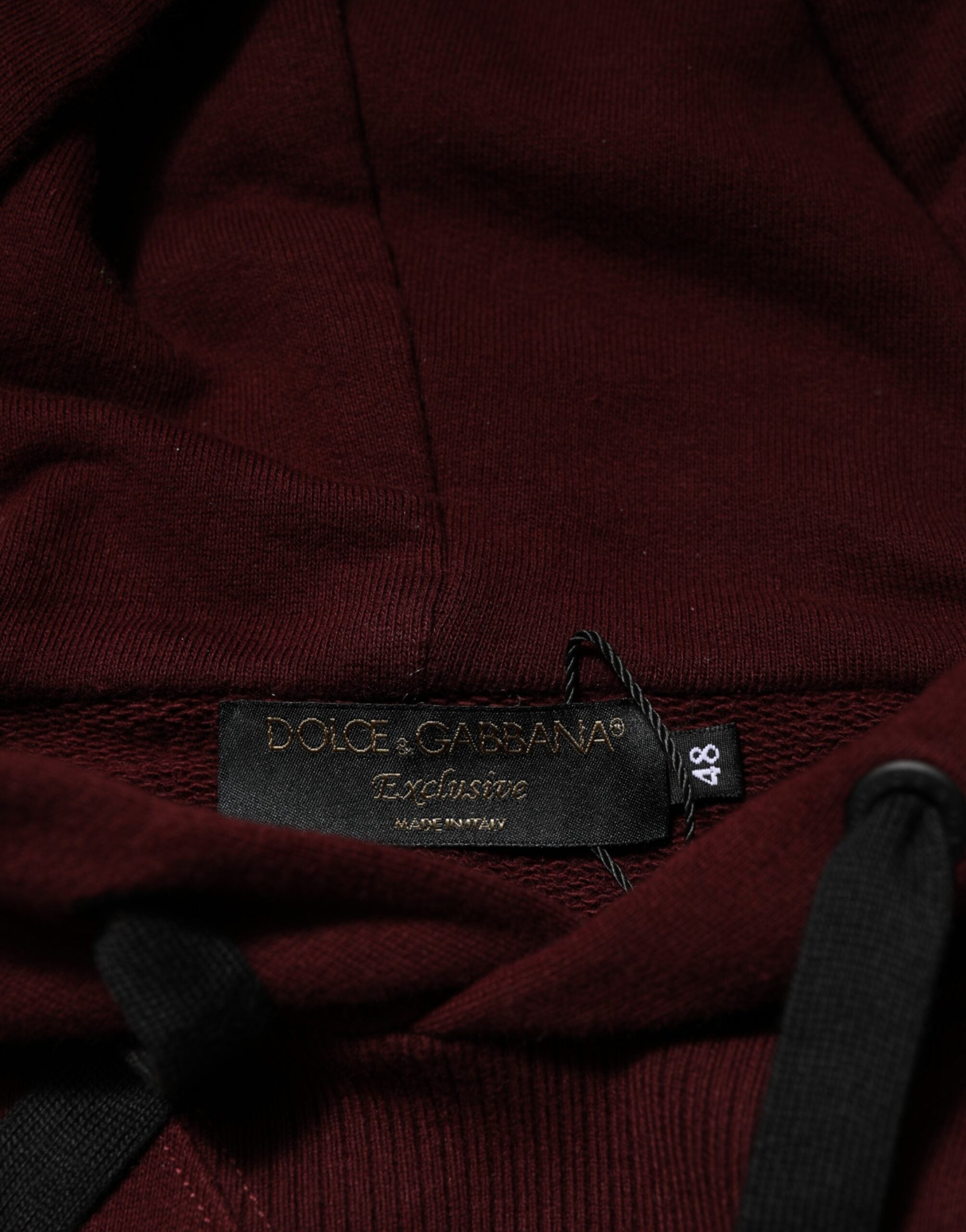 Dolce & Gabbana Burgundy Cotton Plaid Lined Men Hoodie Sweater Dolce & Gabbana