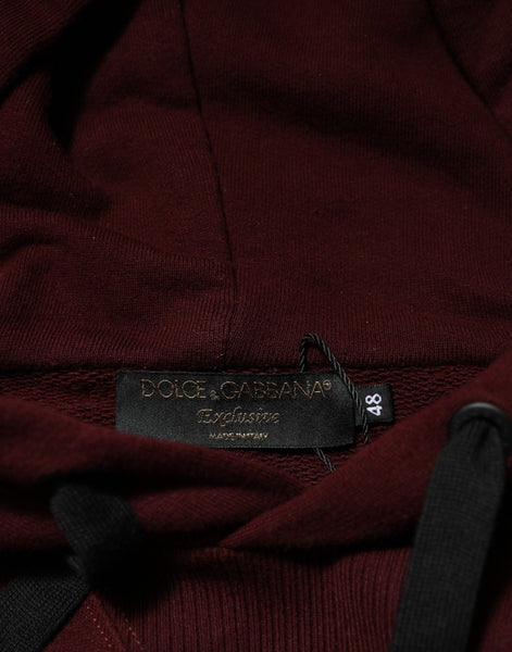 Dolce & Gabbana Burgundy Cotton Plaid Lined Men Hoodie Sweater Dolce & Gabbana