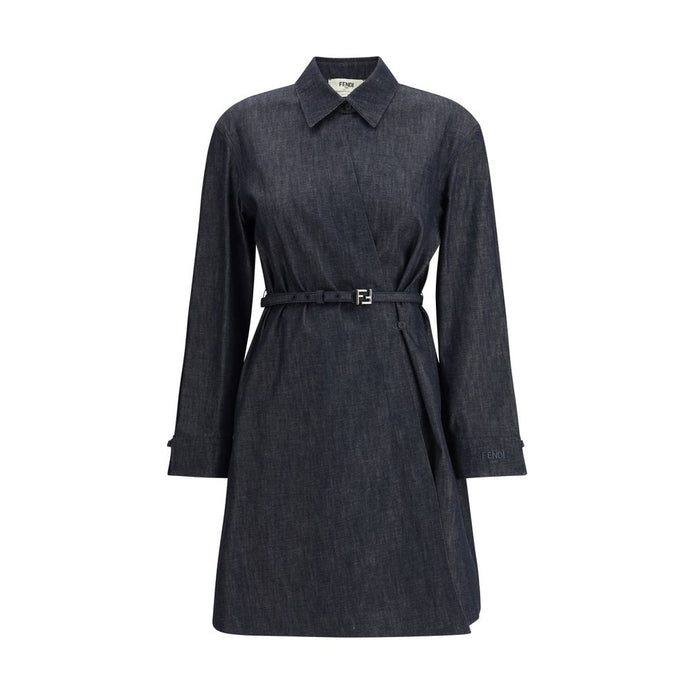 Fendi Blue Cotton Casual Dress Fendi