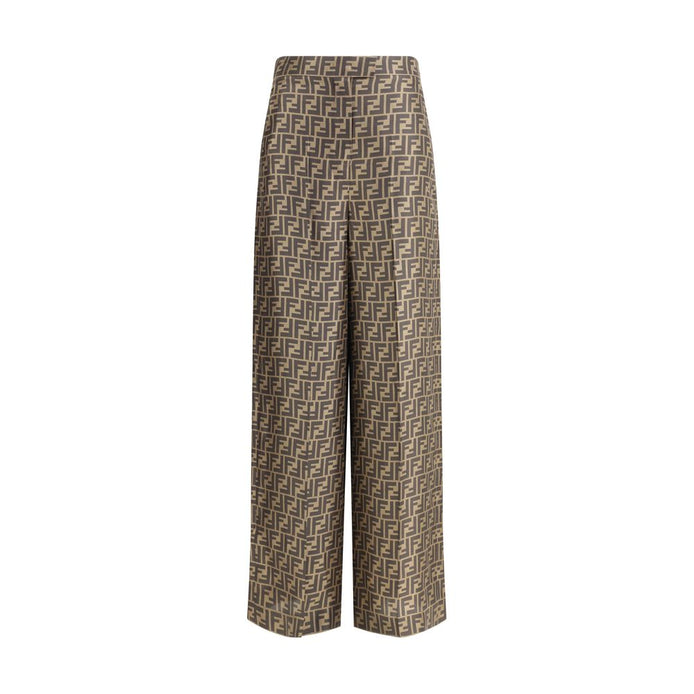 Fendi Brown Silk Casual Pants Fendi