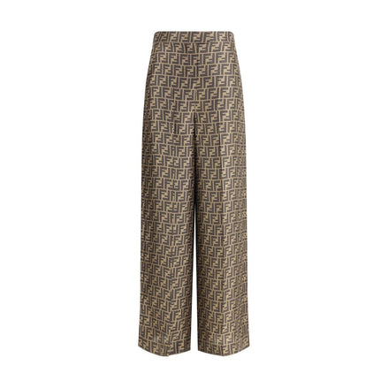 Fendi Brown Silk Casual Pants Fendi
