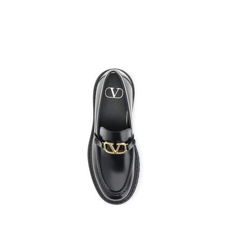 Valentino Garavani Black Leather Slip-On Loafers Valentino Garavani