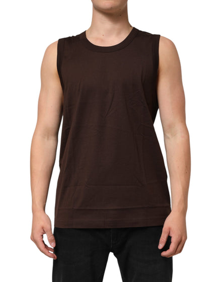 Dolce & Gabbana Brown Cotton Sleeveless Underwear Men Tank Top Dolce & Gabbana