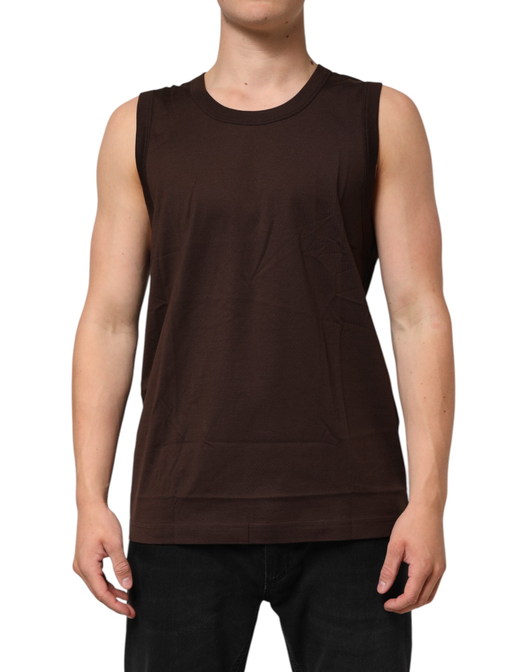 Dolce & Gabbana Brown Cotton Sleeveless Underwear Men Tank Top Dolce & Gabbana