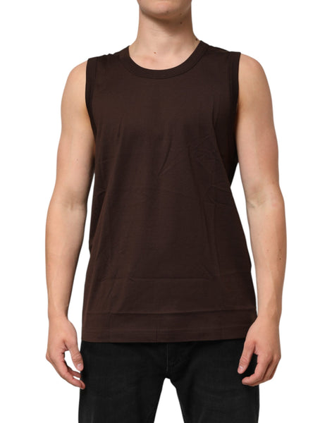 Dolce & Gabbana Brown Cotton Sleeveless Underwear Men Tank Top Dolce & Gabbana