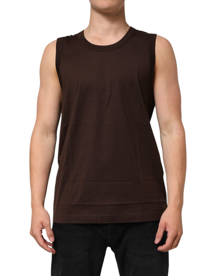 Dolce & Gabbana Brown Cotton Sleeveless Underwear Men Tank Top Dolce & Gabbana