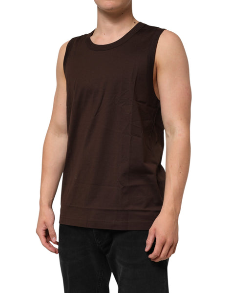 Dolce & Gabbana Brown Cotton Sleeveless Underwear Men Tank Top Dolce & Gabbana