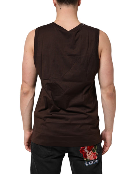 Dolce & Gabbana Brown Cotton Sleeveless Underwear Men Tank Top Dolce & Gabbana