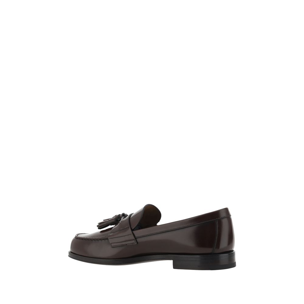 Prada Brown Calf Leather Bos Taurus Slip-On Loafers Prada