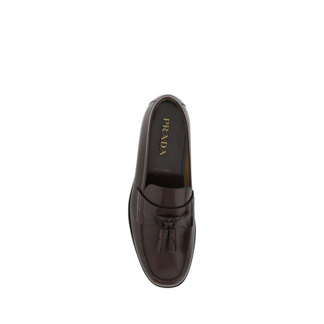 Prada Brown Calf Leather Bos Taurus Slip-On Loafers Prada