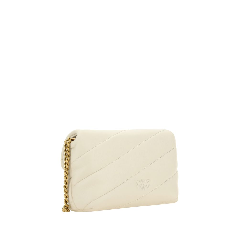 PINKO White Calf Leather Bos Taurus Shoulder Bag PINKO