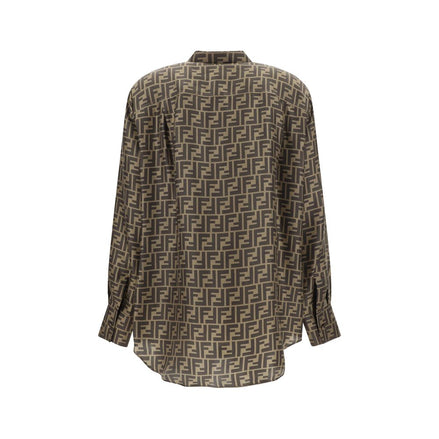 Fendi Brown Silk Pattern Shirt Fendi