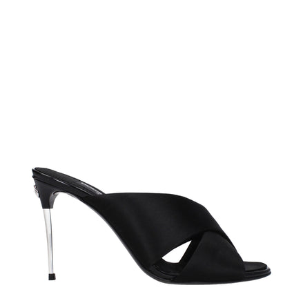 Dolce & Gabbana Black Satin Stiletto Heel Sandals Dolce & Gabbana