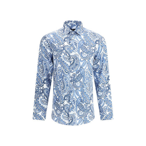 Etro Light Blue Cotton Pattern Shirt Etro