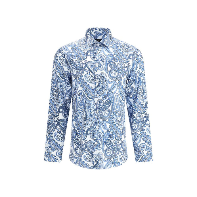 Etro Light Blue Cotton Pattern Shirt Etro