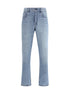 Fendi Light Blue Cotton Straight-Leg Jeans Fendi