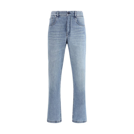 Fendi Light Blue Cotton Straight-Leg Jeans Fendi
