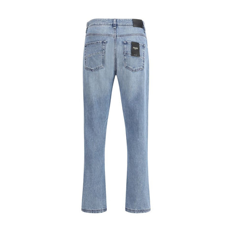 Fendi Light Blue Cotton Straight-Leg Jeans Fendi