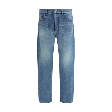 Saint Laurent Blue Cotton Straight-Leg Jeans Saint Laurent