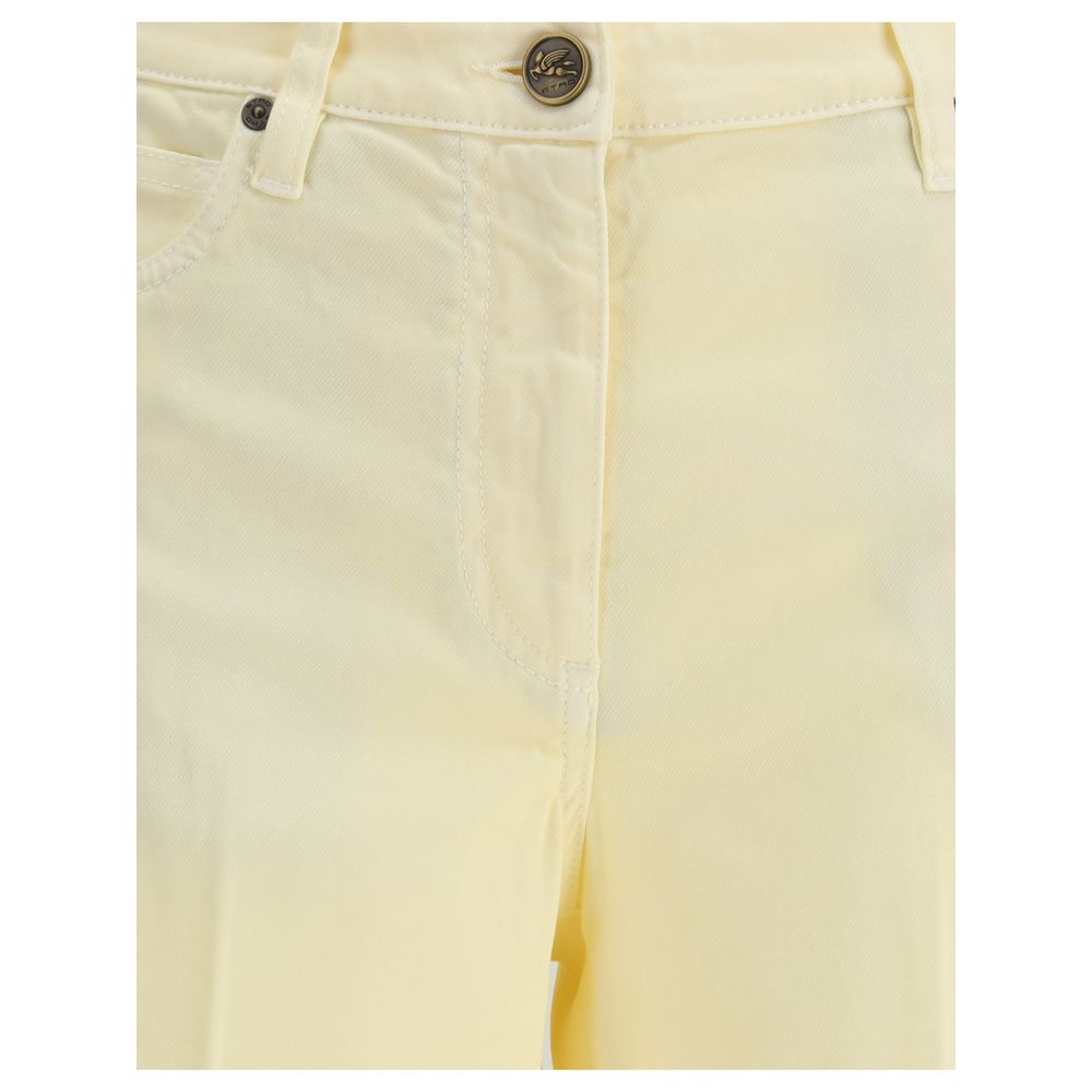 Etro Yellow Cotton Straight-Leg Jeans Etro