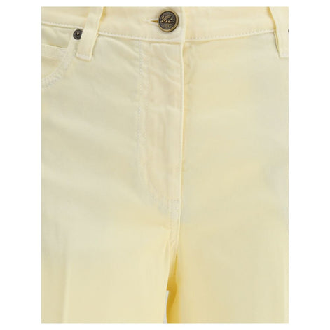 Etro Yellow Cotton Straight-Leg Jeans Etro
