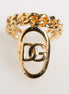 Dolce & Gabbana Gold Tone Brass Oval DG Logo Chain Adjustable Ring Dolce & Gabbana